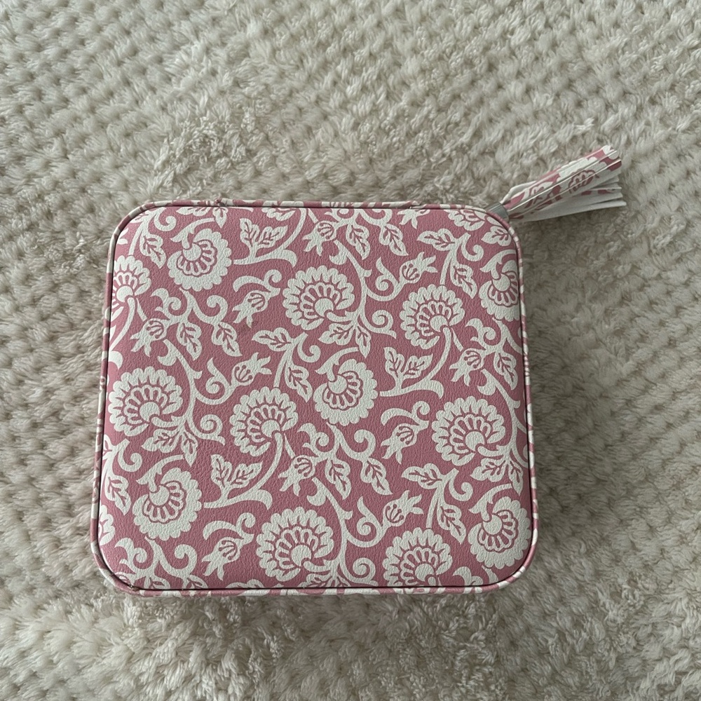 Floral Pink and White Jewelry Case